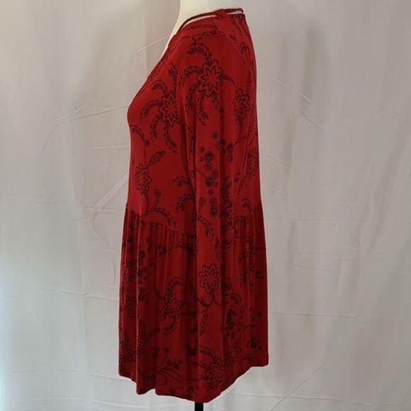Love & Legend Red & Black Paisley Babydoll Top - Picture 4 of 9